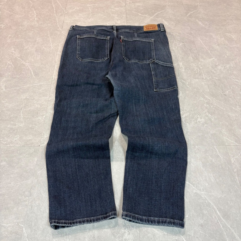 Levis 724 High Rise Straight Crop Jeans Dark Wash Blue Carpenter Pocket Size 34